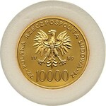 PRL, 10000 złotych, 1989, Jan Paweł II, stempel zwykły