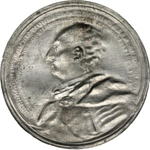 August III, odbitka jednostronna medalu z 1748 roku wybitego na pamiątkę 50-tych urodzin Jana Małachowskiego