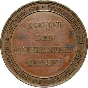 XIX wiek, Śląsk, Wrocław, medal z 1845, zjazd rolników i leśników we Wrocławiu