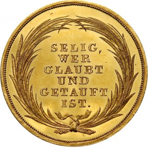 Niemcy, medal religijny w złocie wagi dukata (około 1800 roku)