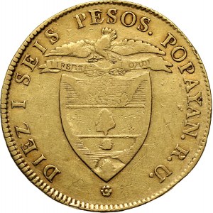 Colombia, Nueva Granada, 16 Pesos 1839 RU, Popayan