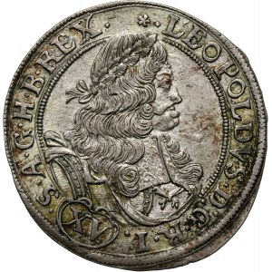 Śląsk pod panowaniem austriackim, Leopold I, 15 krajcarów 1677 CB, Brzeg