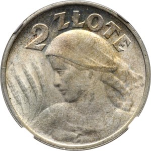II RP, 2 złote 1924, Żniwiarka, Filadelfia, ODWROTKA
