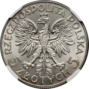 II RP, 5 złotych 1933, Warszawa, Głowa kobiety