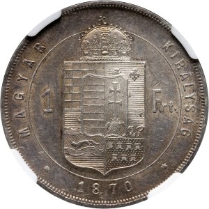 Hungary, Franz Joseph I, Forint 1870 GY.F., Karlsburg