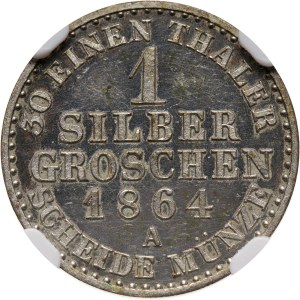 Germany, Prussia, Wilhelm I, 1 Groschen, 1864 A, Berlin, PROOF