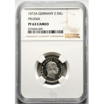 Niemcy, Prusy, Wilhelm I, 2 1/2 srebrnego grosza, 1873 A, stempel lustrzany (Proof)
