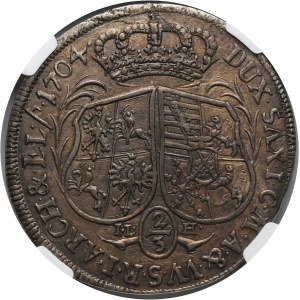 August II Mocny, 2/3 talara (gulden) 1704 ILH, Drezno