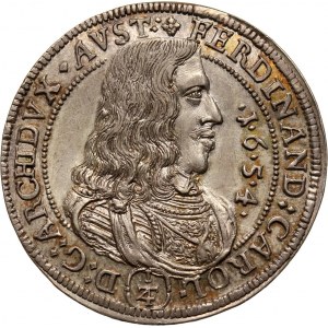 Austria, arcyksiążę Ferdynand Karol, 1/4 talara 1654, Hall