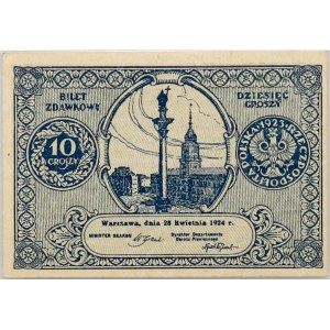 II RP, 10 groszy 28.04.1924, Bilet zdawkowy