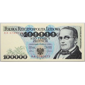 III RP, 100000 złotych 1.02.1990, seria AA