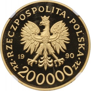 III RP, 200000 złotych 1990, Solidarność, średnica 32 mm