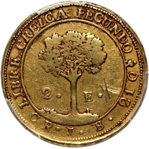 Centralna Ameryka, 2 escudos 1850 CR JB