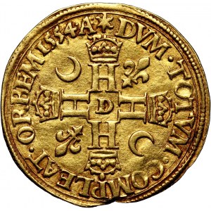 Francja, Henryk II, Henri d'or 1554 D, Lyon
