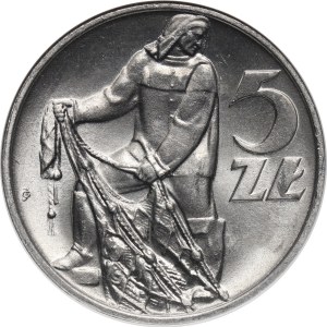 PRL, 5 złotych 1974, Rybak