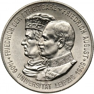 Germany, Saxony, Friedrich August III, 2 Mark 1909, Muldenhütten, Leipzig University