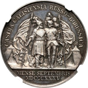 XIX wiek, Mikołaj I, medal z 1835 roku, wojskowe manewry rosyjsko-pruskie w Kaliszu