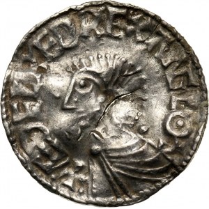 Anglia, Aethelred II 978-1016, denar, Londyn, Long Cross