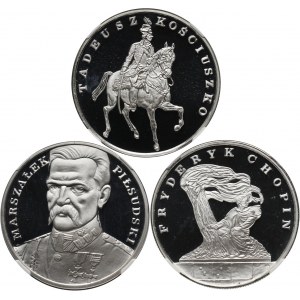 III RP, 3 x 100000 złotych 1990, Mały tryptyk: Piłsudski, Kościuszko, Chopin