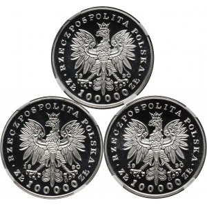 III RP, 3 x 100000 złotych 1990, Mały tryptyk: Piłsudski, Kościuszko, Chopin