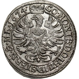 Śląsk, Księstwo oleśnickie, Sylwiusz Fryderyk, 6 krajcarów 1674 SP, Oleśnica