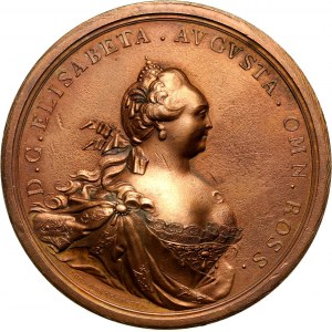 Russia, Elizabeth I, bronze medal, 1753, Cancellation of internal taxes, Novodiel