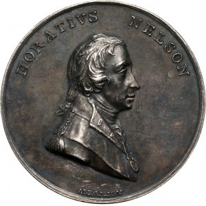 Wielka Brytania, Admirał Horatio Nelson, medal z 1805 roku, na pamiątkę śmierci w Bitwie pod Trafalgarem