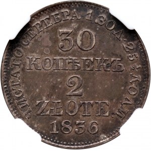 Zabór rosyjski, Mikołaj I, 30 kopiejek = 2 złote 1836 MW, Warszawa