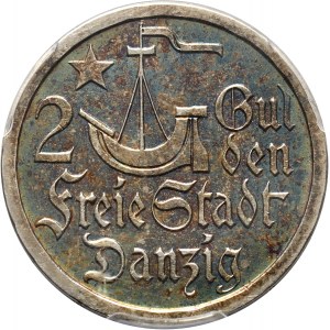 Wolne Miasto Gdańsk, 2 guldeny 1923, Utrecht, koga, stempel lustrzany (PROOF)