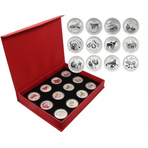 Australia, set of 12 silver 1 oz. coins, 2008-2019, Lunar II