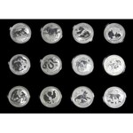Australia, zestaw 12 monet dolarowych z lat 2008-2019, Lunar II, chińskie znaki zodiaku