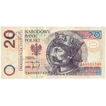 III RP, 20 złotych 25.03.1994, zestaw dwóch banknotów seria AA i ZA