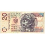 III RP, 20 złotych 25.03.1994, zestaw dwóch banknotów seria AA i ZA