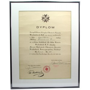 II RP, Dyplom nadania Gwiazdy Związku Obrońców Kresów Wschodnich
