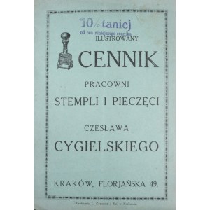 Katalog - Ilustrowany cennik Pracowni Stempli i Pieczęci Czesława Cygielskiego.