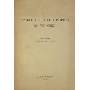 Braun Jerzy - Aprecu de la philosophie de Wronski.