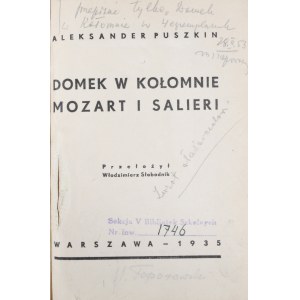 Puszkin Aleksander - Domek w Kołomnie. Mozart i Salieri.
