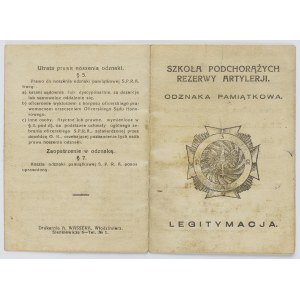 Legitymacja Do Odznaki Pamiątkowej Szkoła Podchorążych Rezerwy Artyleji (S.p.r.a.) Nr 1997