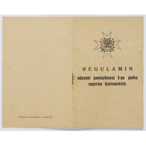 Broszura: regulamin Odznaki Pamiątkowej 2-Go Pułku Saperów Kaniowskich