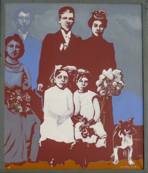 FAŁAT ANTONI, Bez tytułu (portret rodzinny z psem), 1991