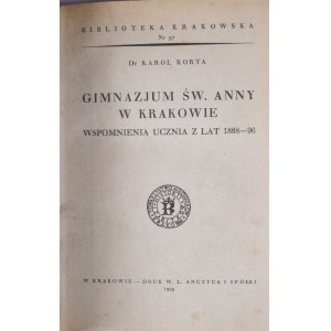 Biblioteka Krakowska nr 97 Korta Karol - Gimnazjum św. Anny w Krakowie.