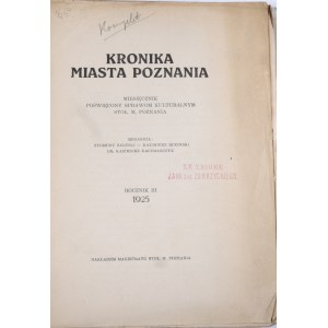 Kronika Miasta Poznania 1925, R. III