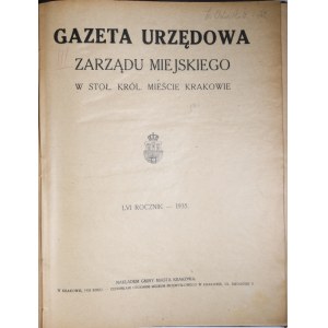 GAZETA Urzędowa Zarządu Miejskiego w Stoł. Król. Mieście Krakowie. R. LVI, 1935