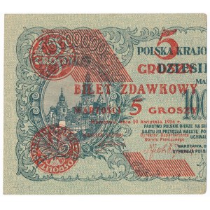 5 groszy 1924 - lewa połowa