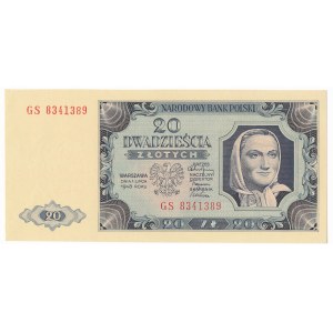 20 złotych 1948 - GS - papier prążkowany