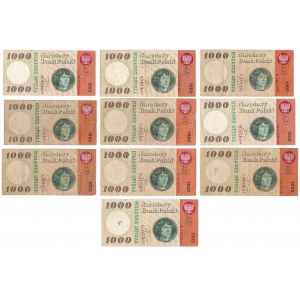 Zestaw, 1.000 złotych 1965 - różne serie (10 szt.)