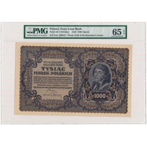 1.000 marek 1919 - III Serja AL - PMG 65 EPQ - szeroka numeracja