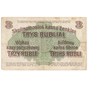 Poznań 3 ruble 1916 - C - dłuższa klauzula wystara - RZADKI