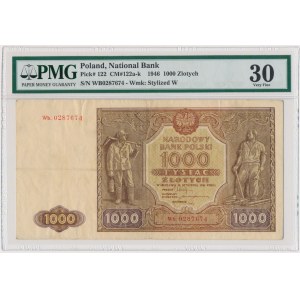 1.000 złotych 1946 - Wb z kropką - PMG 30 - rzadka seria zastępcza