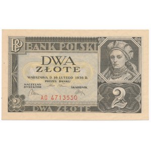 2 złote 1936 - AD - papier kremowy